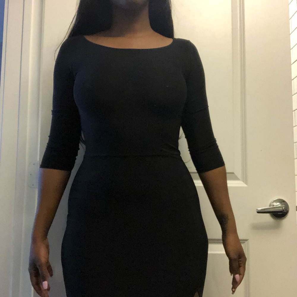 Long black slit dress